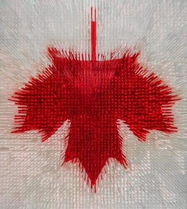 A stunning tribute to our home and native land, this ceiling-situated flag at Canada House in Rio de Janeiro during the 2016 Summer Olympic and Paralympic Games was made from coloured strips of drop-cloth, sourced from Canadian Tire. Designer Deborah Moss and her team at Etobicoke's renowned Moss & Lam worked pro bono on this and other installations at Canada House because, in her own words: "The Olympics are beyond other projects." Photo by Nelson Kon.